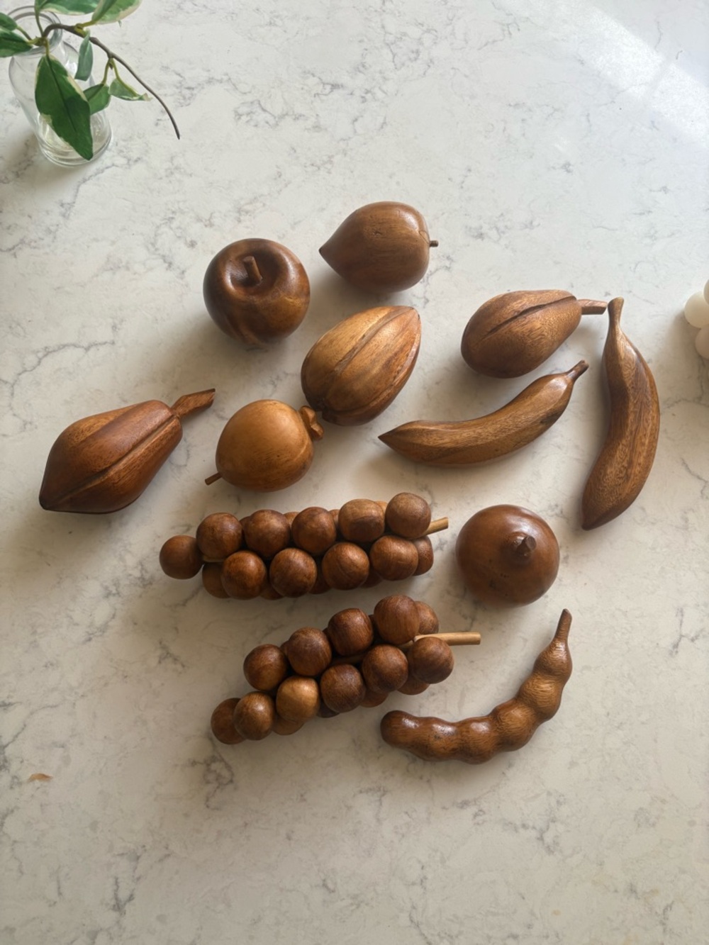 MCM Handcrafted Wooden Fruit Decor Set in Brown - Home Kitchen Accent